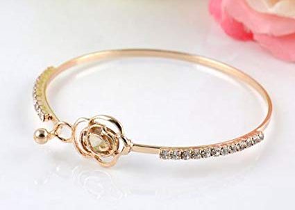 Elegant Crystal Rose Bangle Bracelet Only $1.74 Shipped!