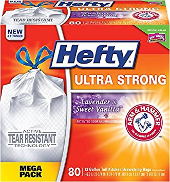 Hefty Ultra Strong Lavender & Sweet Vanilla Scented Trash Bags, 80-ct Only $10.27 Shipped!
