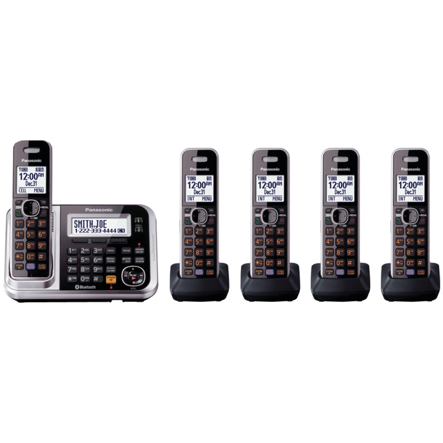 Panasonic Link2Cell Bluetooth Cordless Phone with Enhanced Noise Reduction & Digital Answering Machine – 5 Handsets – Just $97.99!
