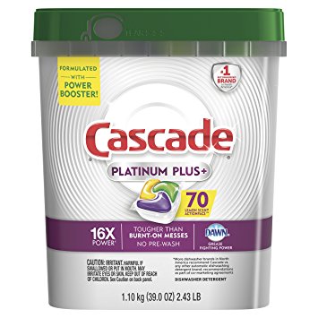 Cascade Platinum Plus Dishwasher Detergent Actionpacs, Lemon, 70 Count—$13.99!