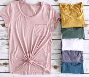 Luxe Round Neck or V-Neck Pocket Tee’s Just $5.99! (Reg. $18.99)