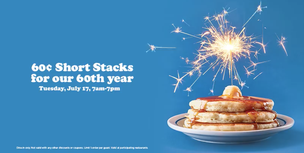 $0.60 Short Stacks July 17th At IHOP To Celebrate 60 Years!