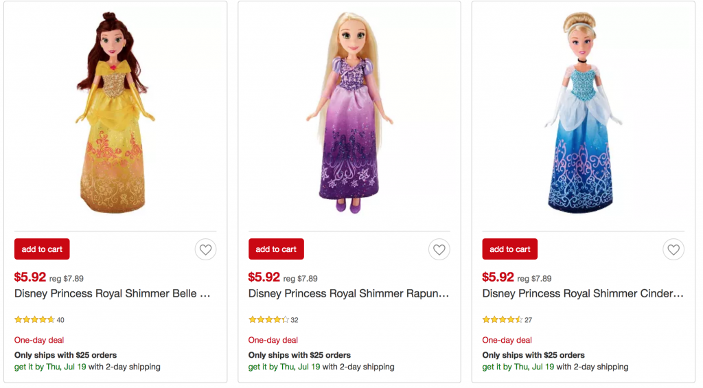 Target One Day Sale! Disney Princess Royal Shimmer Dolls Just $5.92 Today Only!