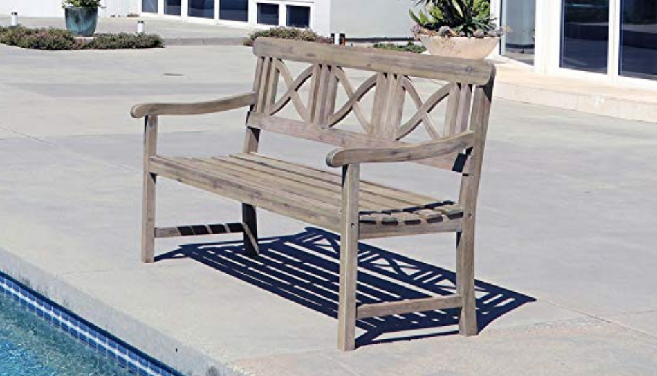 Outdoor Hand-Scraped Hardwood Bench $112.61!