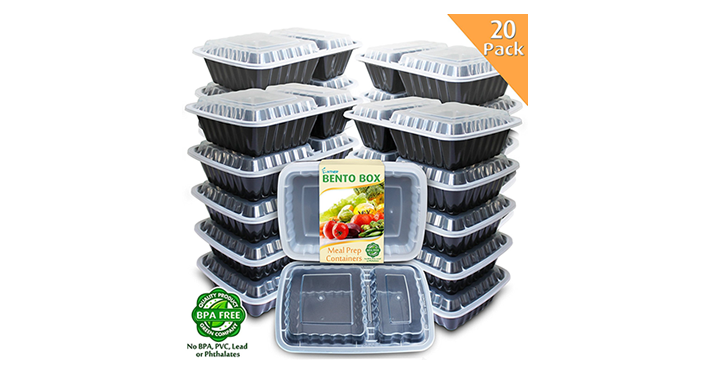 Meal Prep Containers 20 Pack, 2 Compartment with Lids – Just $13.30!