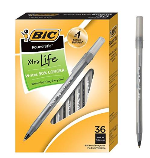 BIC Round Stic Xtra Life Ballpoint Pen (36 Count) – Only $3.99!