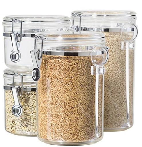 Oggi 4-Piece Acrylic Canister Set with Airtight Lids and Acrylic Spoons – Only $14.72!