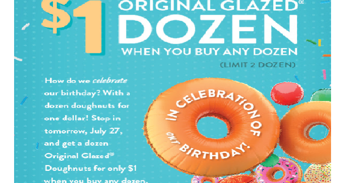 Krispy Kreme: Buy any Dozen, Get a Dozen Glazed for Only $1.00! Today, July 27th Only!