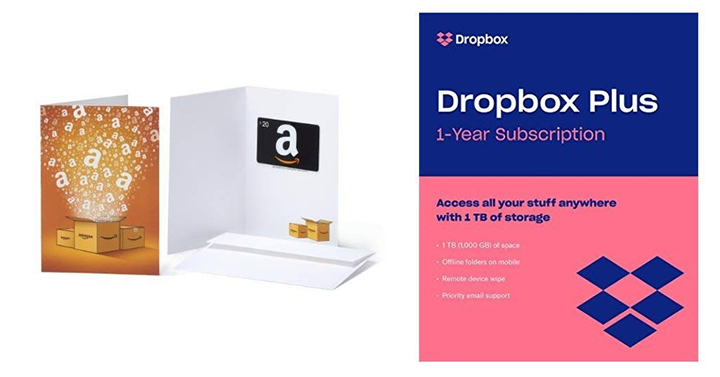 Dropbox Plus (1 TB) with $20 Amazon Gift Card – Just $99.00!