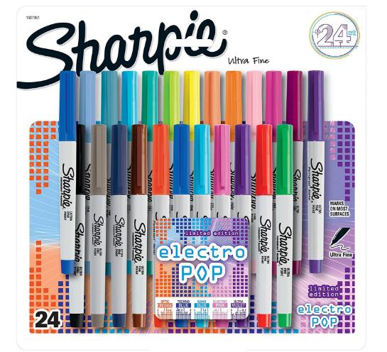 Sharpie Electro Pop Permanent Markers, 24 Count – Only $10!