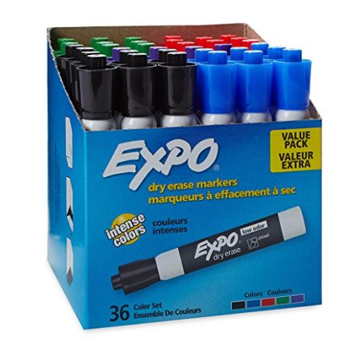 EXPO Low Odor Dry Erase Markers Chisel Tip – Only $17!