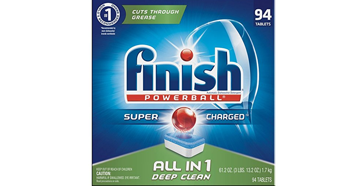 Finish All In 1 Powerball, Fresh 94 Tabs, Dishwasher Detergent Tablets – Just $11.33!