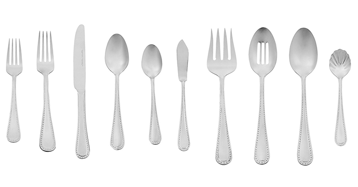AmazonBasics 65-Piece Stainless Steel Flatware Set with Pearled Edge, Service for 12 – Just $38.57!