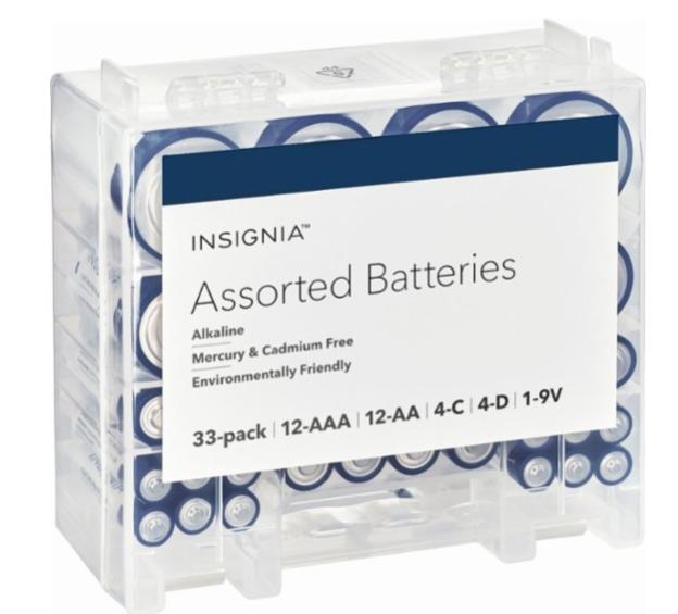 Insignia Assorted Batteries with Storage Box (33-Pack) – Only $8.99!