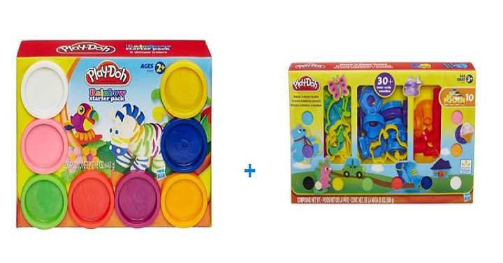 Play-Doh Rainbow Starter Pack AND Stamp ‘N Shape Tool Kit Bundle for Only $9.99!