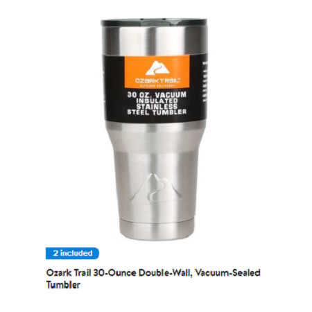 Value 2-Pack: Ozark Trail 30-Ounce Double-Wall, Vacuum-Sealed Tumblers Only $10!