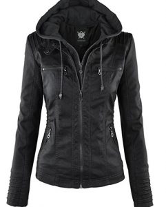 Womens Hooded Faux leather Jacket as low as $17!