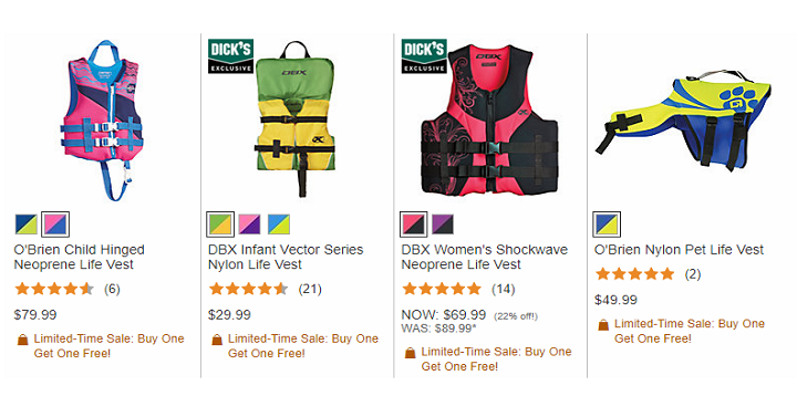 Dick’s Sporting Goods: Buy 1 Life Vest Get 2nd One FREE!