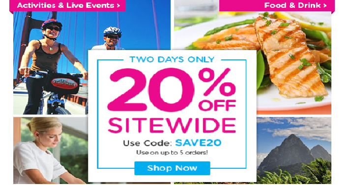 Living Social: Take 20% off Site Wide! Fun Things to Do for Summer!