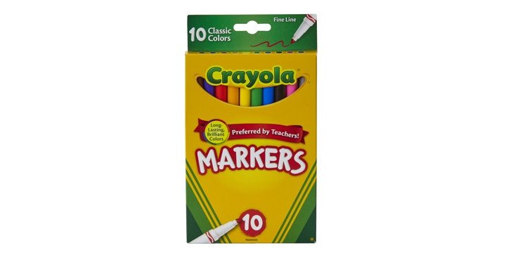 Crayola Original Fine Tip Markers, Assorted Classic Colors, Set of 10 – Just $.97!