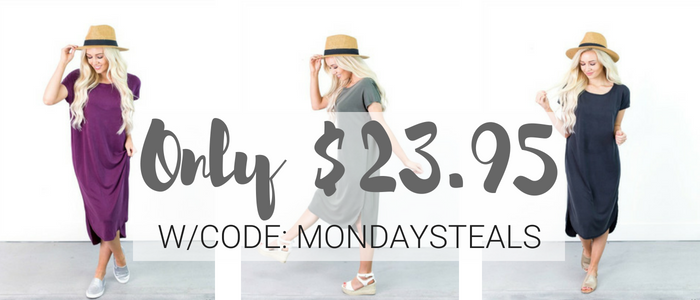 Style Steals at Cents of Style! Summer T-shirt Midi Dress $23.95! FREE SHIPPING!