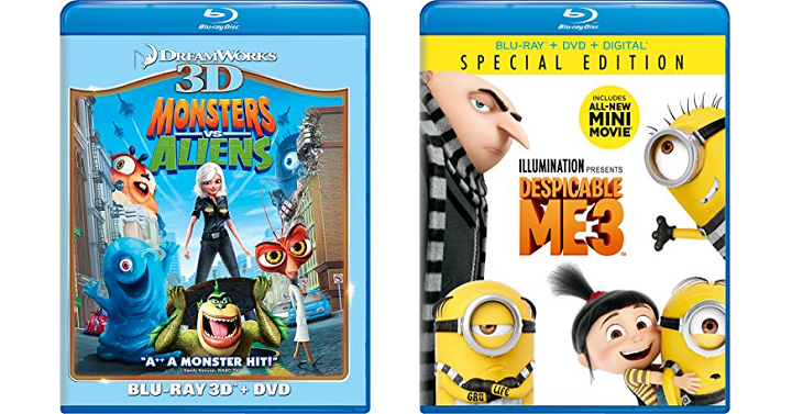 Monsters vs. Aliens or Dispicable Me 3 on Blu-ray Only $9.99 Each!