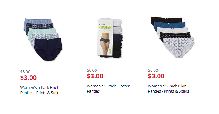 Women’s 5 Pack Panties Only $3.00!