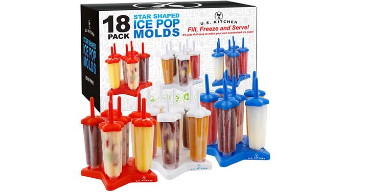 U.S. Kitchen Supply Jumbo Set of 18 Star Shaped Ice Pop Molds – Just $12.96!