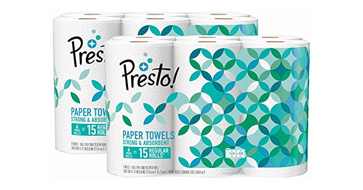 Amazon Brand Presto! Flex-a-Size Paper Towels, Huge Roll, 12 count – Just $15.61!