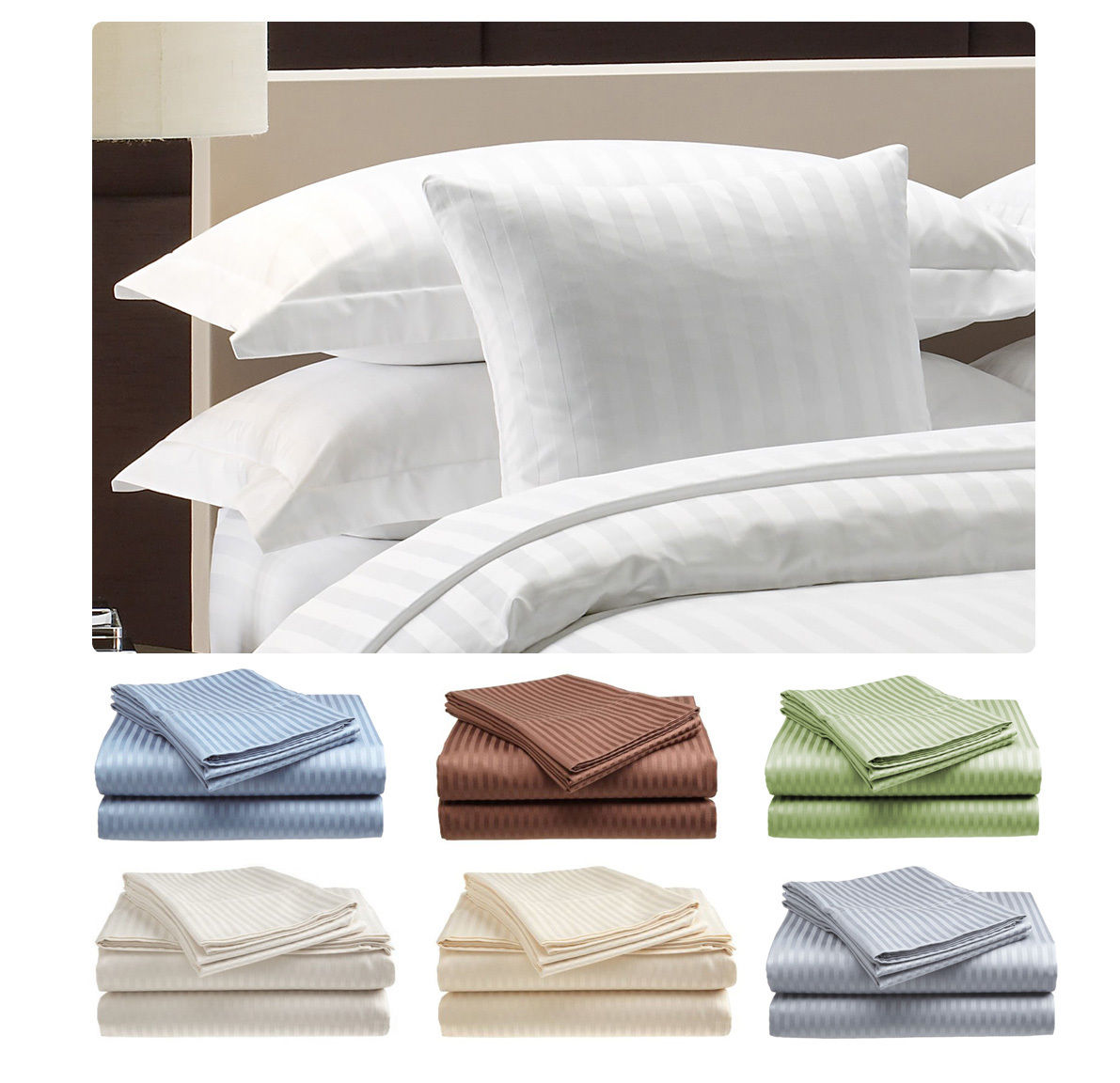 King and Queen Deluxe Hotel 300 Count Cotton Sateen Striped Sheet Only $16.99! FREE Shipping!