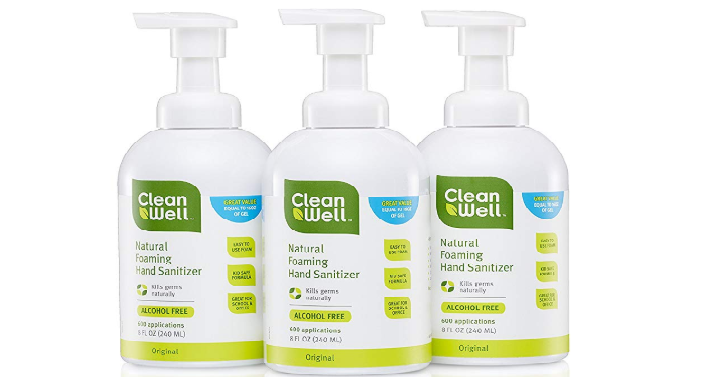 CleanWell Natural Foaming Hand Sanitizer 8 Ounce (Pack of 3) Only $12.75 Shipped! (Reg. $17)