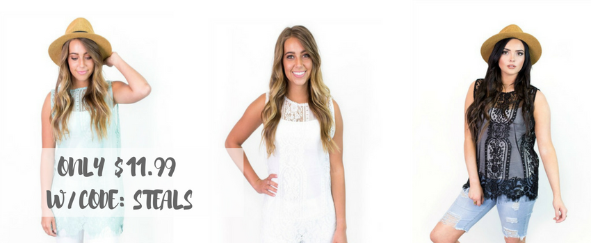 Style Steals at Cents of Style! Lace Shells for just $11.99! FREE SHIPPING!