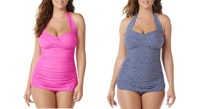 Womens Slimming Shirred Glam One Piece Swimsuit Only $6.00! (Reg $34)