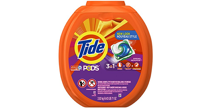 Tide PODS 3 in 1 HE Turbo Laundry Detergent Pacs, Spring Meadow Scent, 81 Count Tub – Just $12.98!