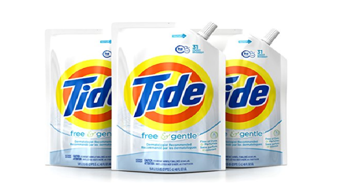 Tide Liquid Laundry Detergent Free & Gentle HE (Pack of Three 48 oz.) Only $13.49 Shipped!