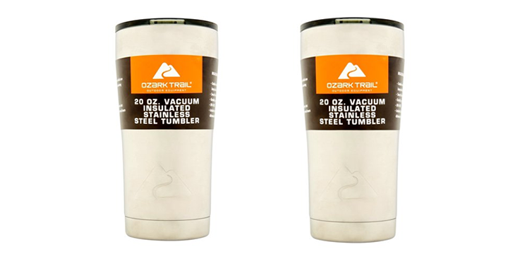 Ozark Trail 20-Ounce Double-Wall, Vacuum-Sealed Tumbler – 2 Pack Bundle! Just $10.00!
