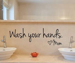 Cute Wash Your Hands Love Mom Quote Wall Decal just $1.80!
