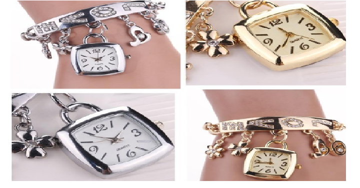 Women’s Rhinestone Chain Bracelet Wrist Watch Only $7.99 Shipped!