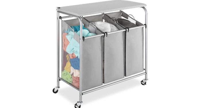 Whitmor 3-Section Rolling Laundry Sorter with Folding Station – Only $34.22 Shipped!