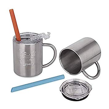 Set of TWO Stainless Steel Kids Cups With Lids and Straws Only $12.59!
