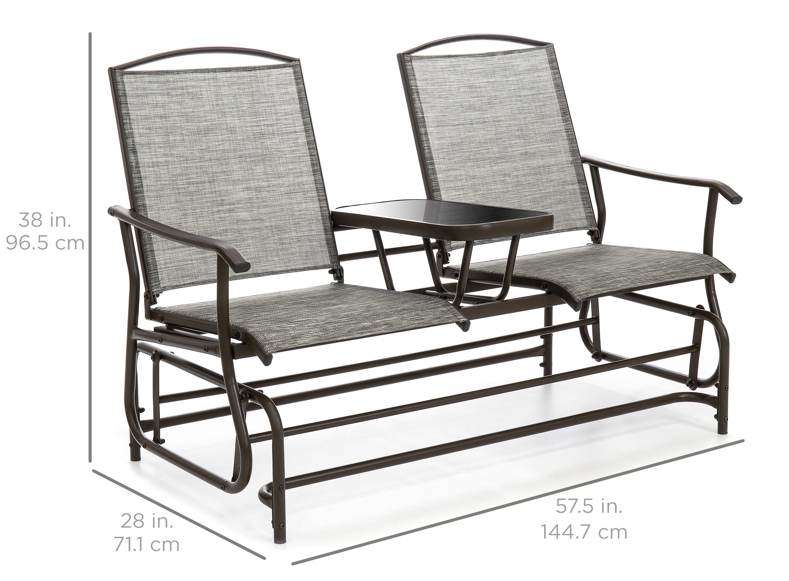 2-Person Mesh Fabric Double Glider With Tempered Glass Table Only $101.99!