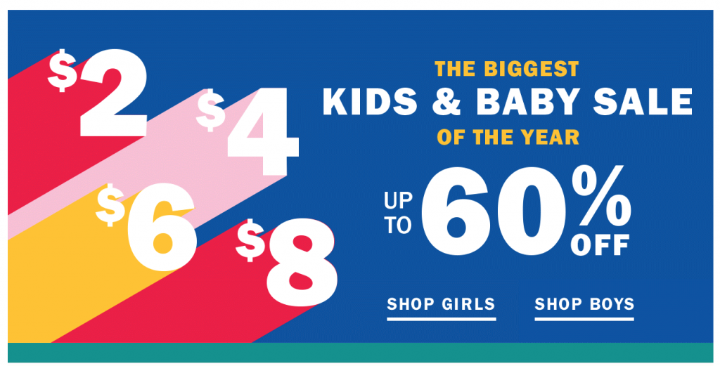 Old Navy Kids & Baby Sale Going On Now! $2, $4, $6, & $8 Deals!