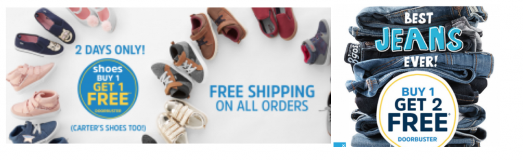 OshKosh: Buy One Get One FREE Shoes, Buy One Get Two FREE Jeans & FREE Shipping!