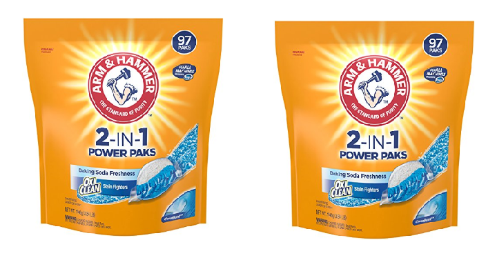 Arm & Hammer 2-IN-1 Laundry Detergent Power Paks, 97 Count Only $6.86!