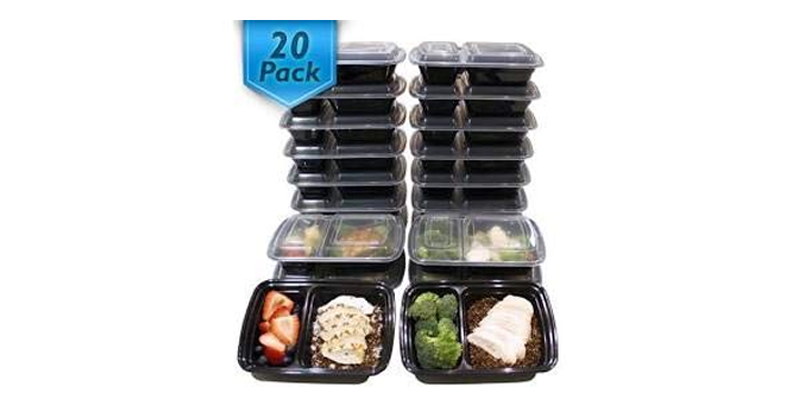 32 Oz. 2 Compartment Meal Prep Containers – Bento Boxes – 20 Pack – Just $11.55!