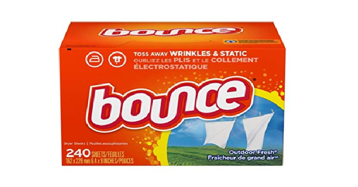 Bounce Fabric Softener Sheets, Outdoor Fresh, 240 Count Only $5.12 Shipped!