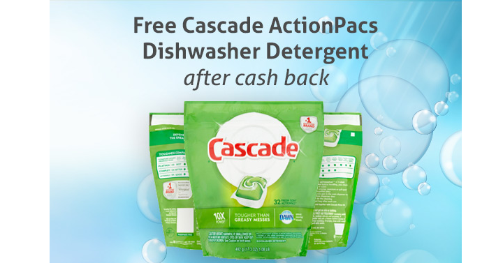LAST DAY! Awesome Freebie! Get FREE Cascade ActionPacs Dishwasher Detergent from TopCashBack!