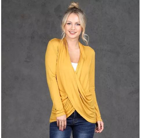 Long Sleeve Crossover Top – Only $18.99!