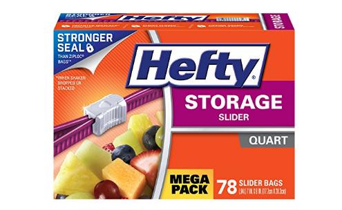 Hefty Slider Plastic Food Storage Bags (Quart, 78 Count) – Only $4.32!