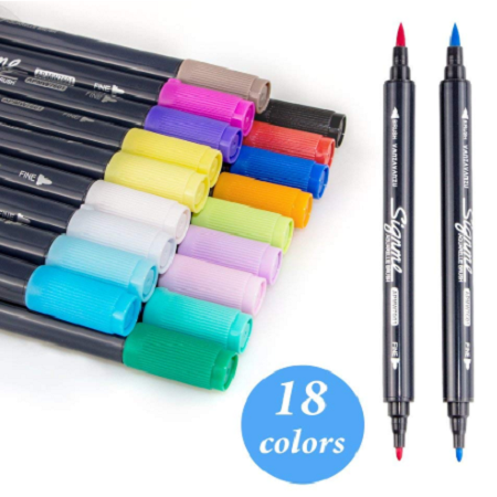 18 Count Dual Tip Calligraphy Brush Pen Set Only $6.99!